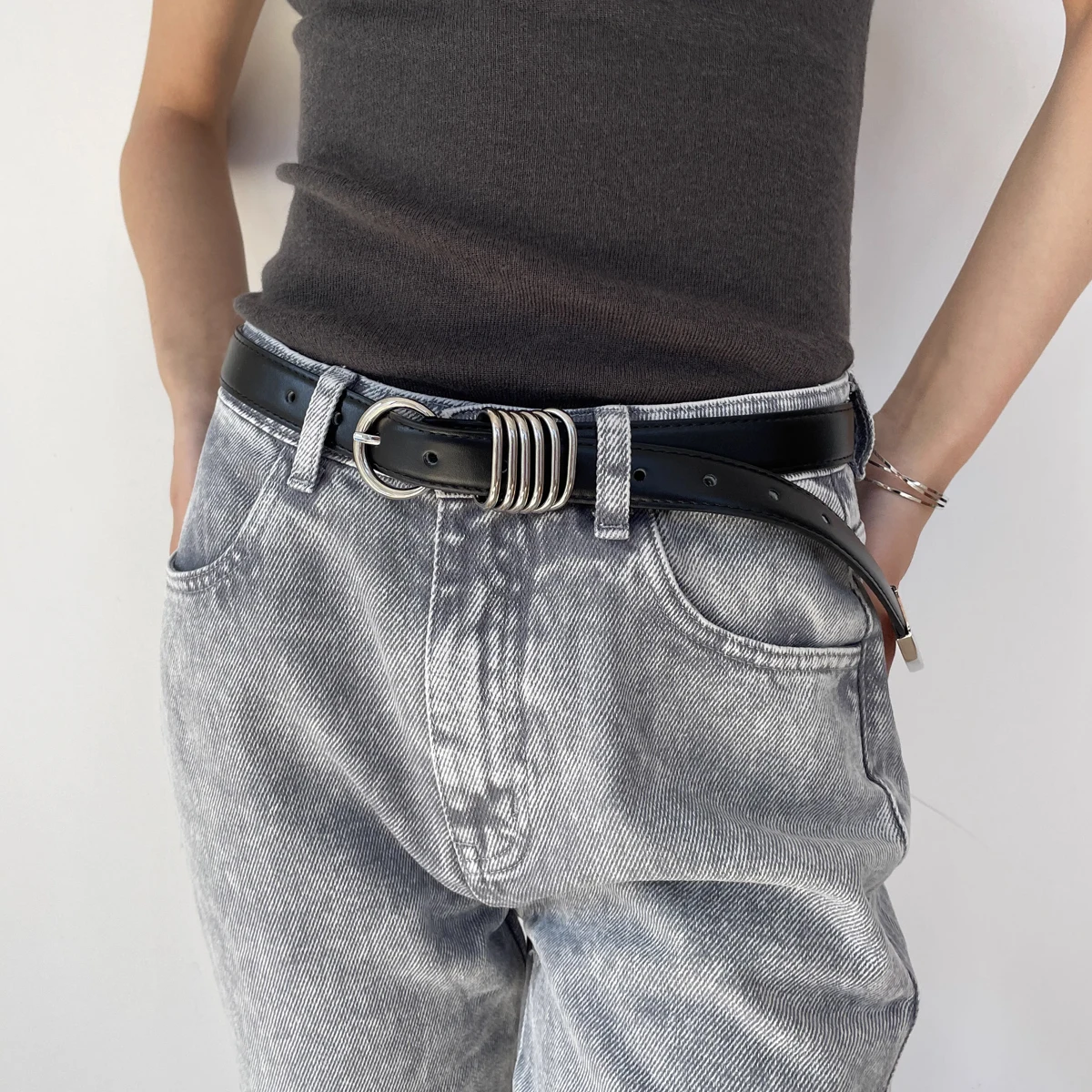 

Мужской кожаный ремень унисекс, мужской высококачественный роскошный брендовый ремень Gothic Punk Y2K для женщин, модный элегантный джинсовый пояс, женский