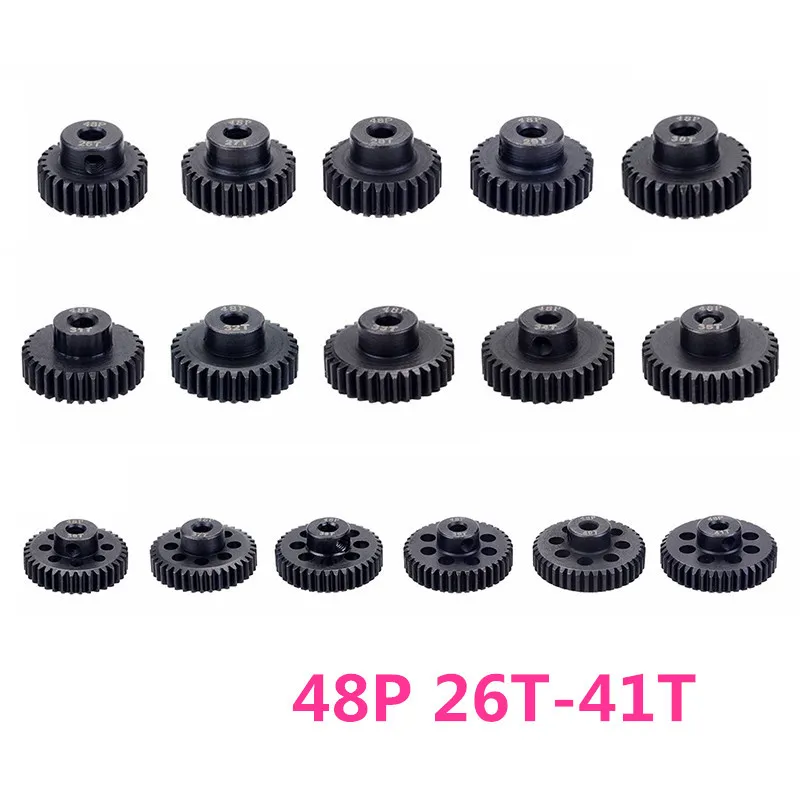 3 PCS/SET Motor Gear 48P 3.175MM 26T 27T 28T 29T 30T 31T 32T 33T 34T 35T 36T 37T 38T 39T 40T 41T Steel Gear For 1/10 RC Car