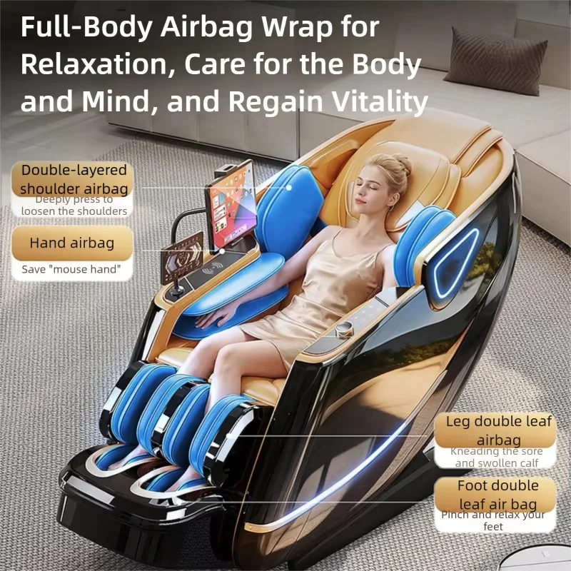 6D Massage Chair AI Voice Control SL Track Calf Roller Massage Intelligent Stretch Relaxation Luxury Zero Gravity Recliner Sofa view 4