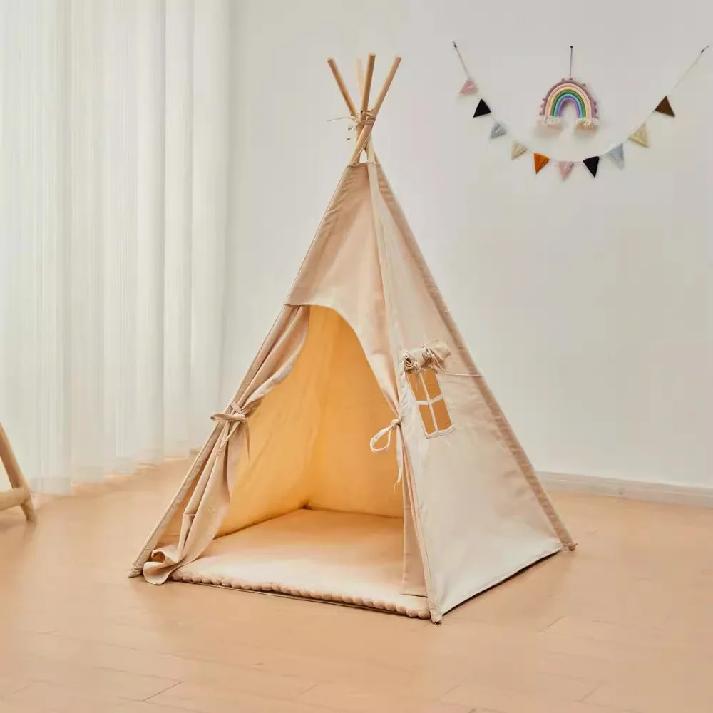 Tente de jeu indienne en toile pour enfants, tipi portable, grande maison de jeu, wigwam, décoration de chambre d'enfant