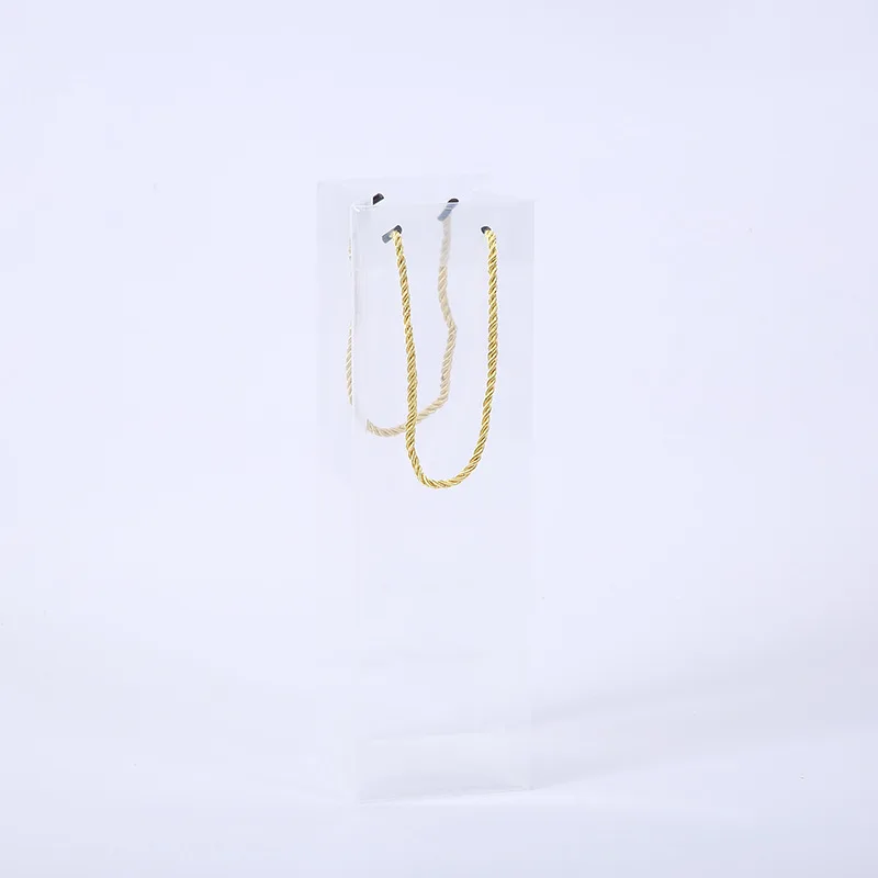 حقيبة هدايا بحرية لزجاجة واحدة 750 مل من كرافت البلاستيك الشفاف حزمة هدايا النبيذ شحن مجاني أكياس شفافة للنبيذ #2