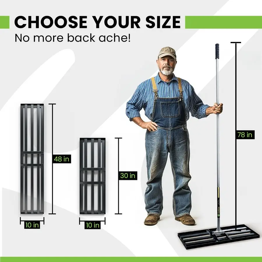 Lawn Leveling Rake 48 x 10 Heavy Duty Professional Grade Reinforced Steel Landscape Tool for Soil, Sand amp Garden Superior Stre