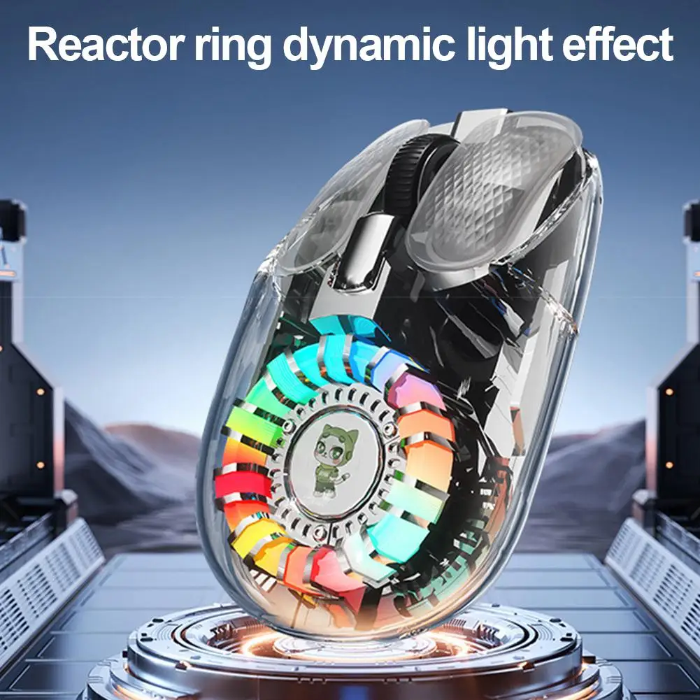 

Transparent Wireless Mouse 2.4G/Bluetooth Dual Mode RGB Backlight Rechargeable Mute Wireless Bluetooth Mouse For PC Gaming T1E9