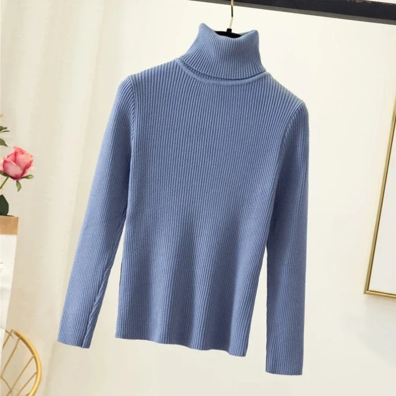 YSZWDBLX Pullover da donna Maglione Interno Slim Fit Dolcevita Maglioni lavorati a maglia Autunno Inverno Camicia che tocca il fondo Maglioni caldi coreani