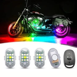 4x High Brightness Wireless LED Strobe Light 7 Colors Rechargeable Flashing Strobe Lights USB Charging Mini Riding Anti-Collis