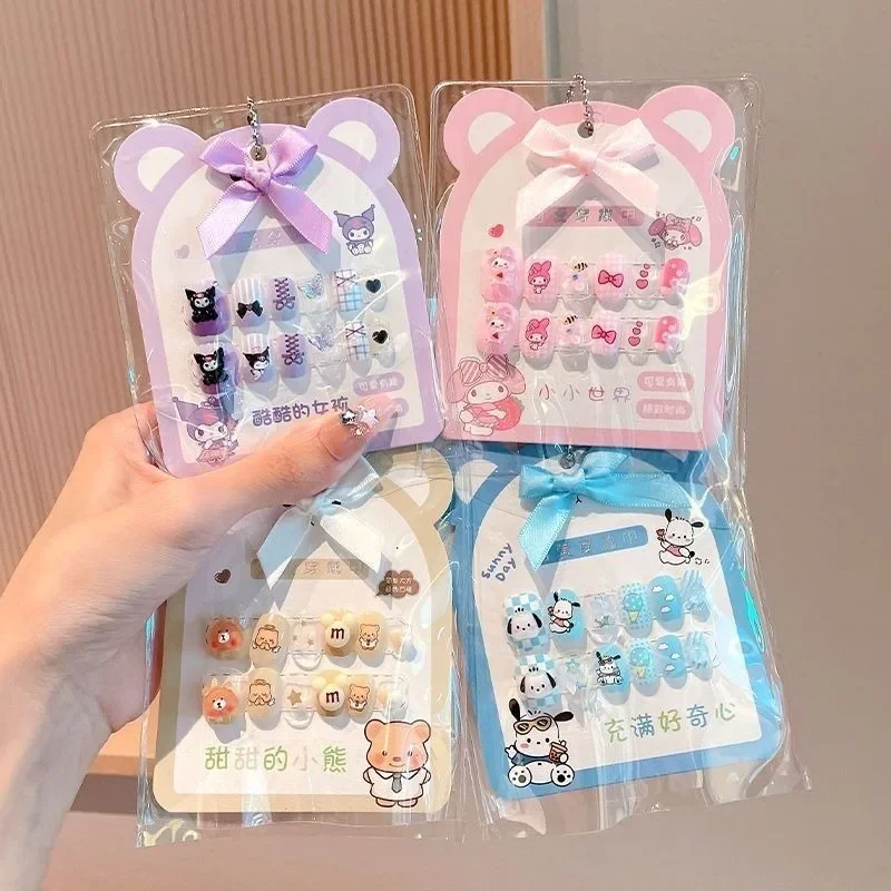 Kuromi Hello Kitty Anime Kawaii Sanrio Ins Fashion Nail Stickers Cute PomPomPurin Children Fingers Decoration Gifts for Girls
