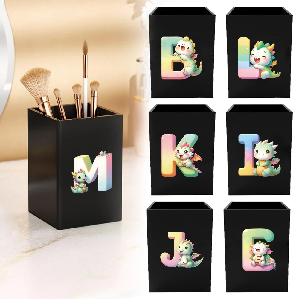 

Multifunctional Desktop Pen Holder Girls And Boys Large Capacity Pencil Case Cartoon Animal Initial Name 26 Letters Pattern