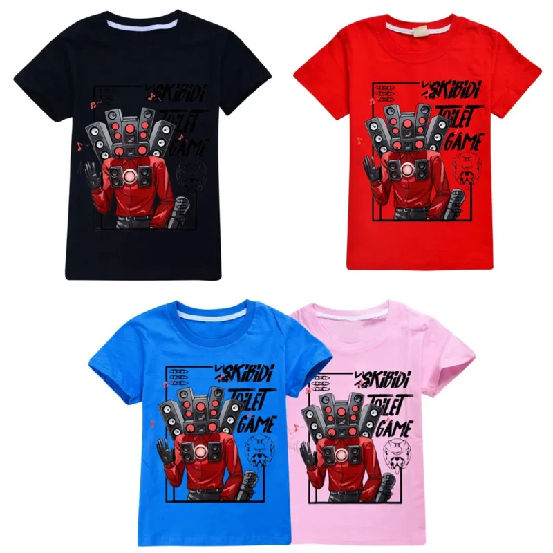 

Skibidi Toilet Man Tshirt Cartoon Anime Figures Cameraman TV Man Tops Short Sleeves Round Neck Boys Girls Boutique Tees