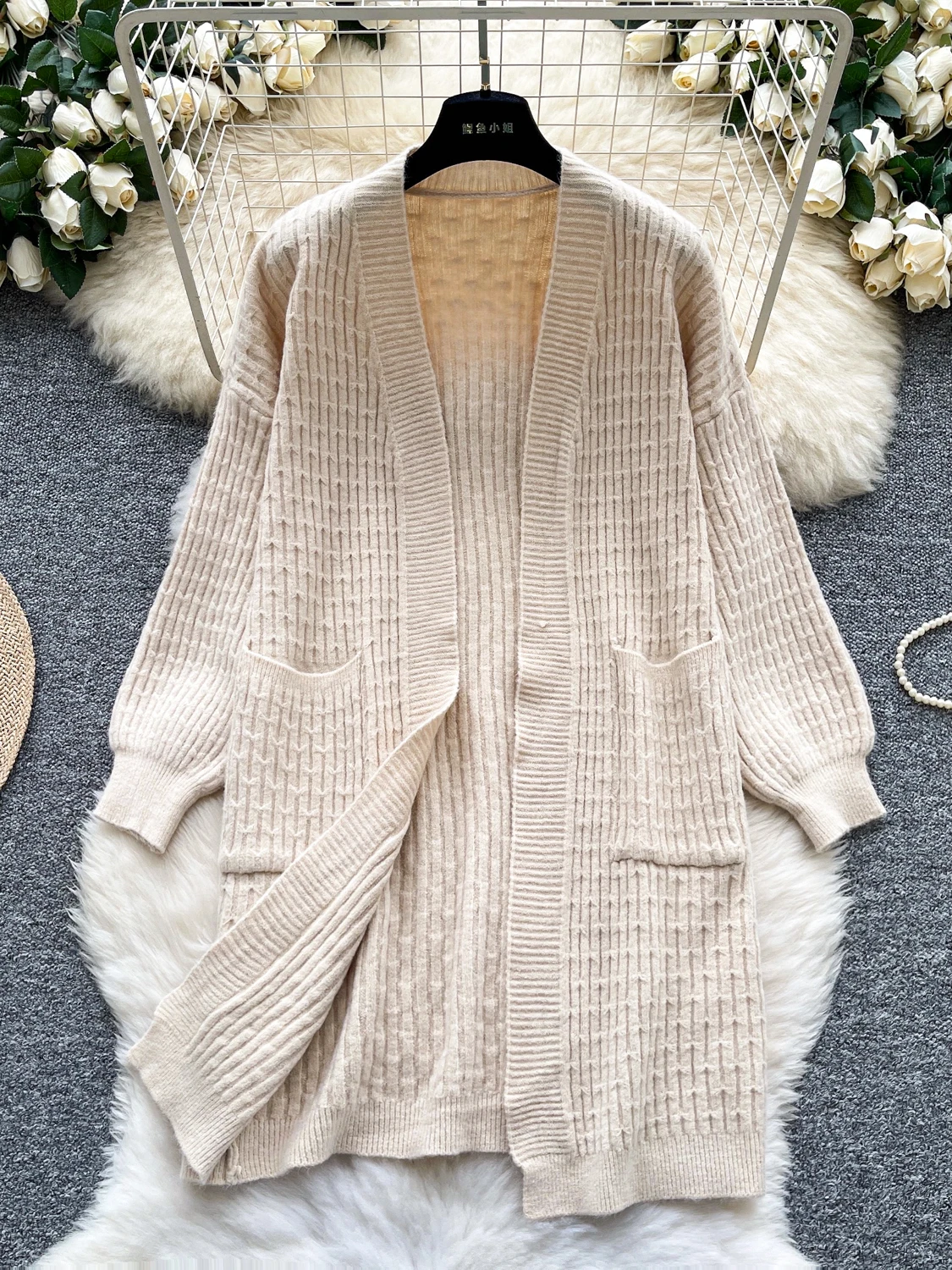 

Женский повседневный вязаный свитер, пальто Lazy Sle, свободный крой, осень-зима, длинный свеч, круглый, с застежкой на одной пуговице, теплый и...