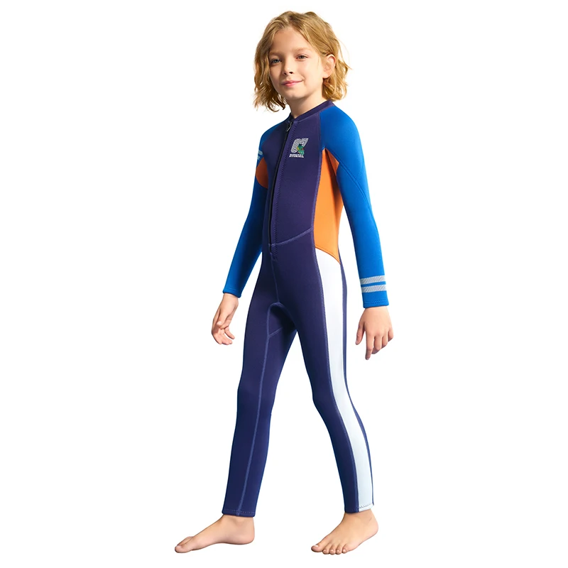Kids Striped Wetsuit for Boys 1.5mm Neoprene One-Piece Diving Suit Children Surfing Thermal Swimsuit Scuba Full Wet Suits