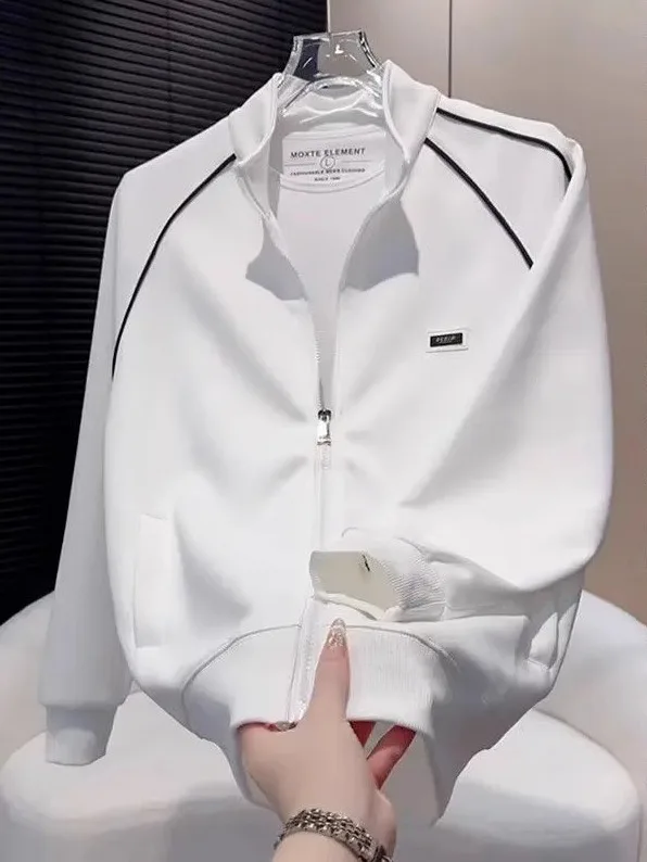 

Модная повседневная мужская толстовка с воротником-стойкой, удлиненная, из полиэстера, свободного кроя, осенняя новинка