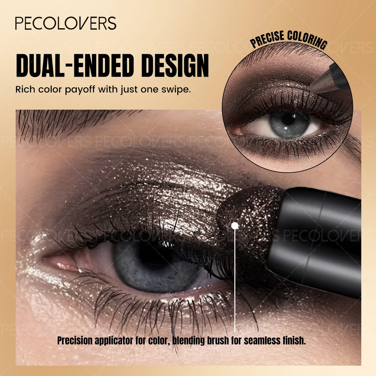 1 Pcs Double-head Eye Shadow Stick, with Brush Head, Long-lasting High Color Presentation of Glitter, Shimmer Eyeshadow Makeup