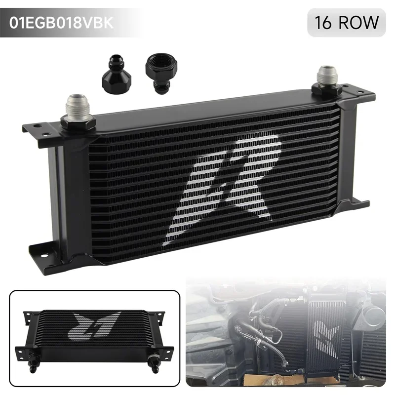 248MM LR Universal 16 Row AN8 Stacked Plate Oil Cooler AN6 Adapter Transmission Engine Aluminium Radiator 3/4