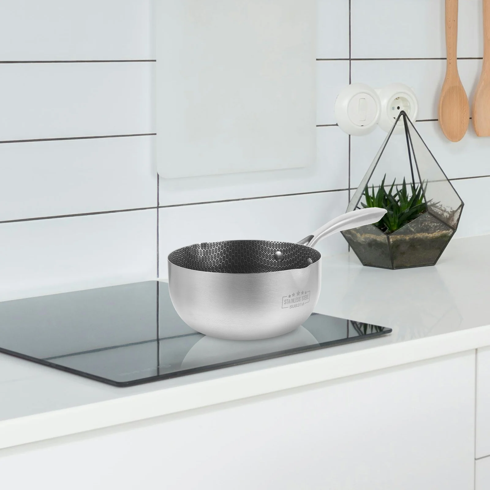 

Stainless Steel Snow Pan Japanese Fryer Pot Non Stick Honeycomb Bottom Design Versatile Kitchen Tool Compatible All Stoves Easy
