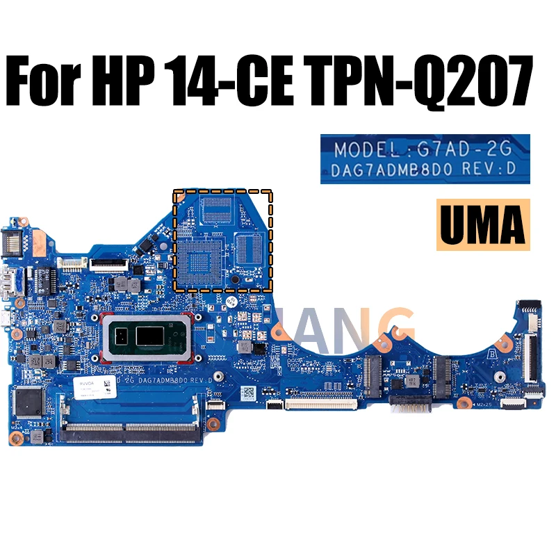 Notebook TPN-Q207 untuk HP 14-CE Notebook Mainboard Laptop L36237-601 L51760-601 i3 i5 i7 8th Gen MX150 Motherboard diuji penuh