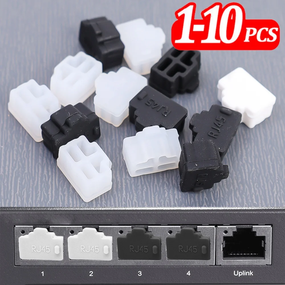 1-10Pcs Silicone Ethernet Hub Port RJ45 Anti-Dust Cover Cap Protector Plugs Stoppers for RJ45 Female Port Devices Dustplug