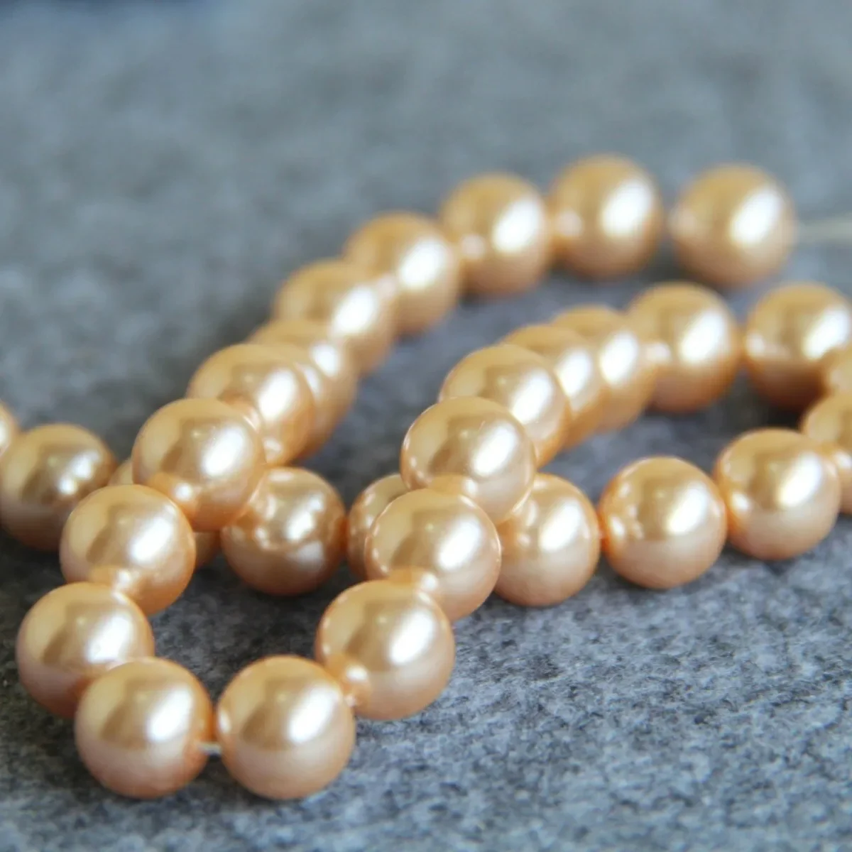 10mm Round Light Golden-Color Shell Pearl Loose Beads DIY Gift for Women Girl Jewelry Making Design 16inch for Necklace&Bracelet