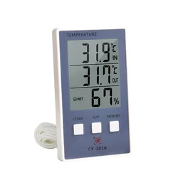 Portable Digital Thermometer Hygrometer Indoor Outdoor Temperature Humidity Meter LCD Display Sensor Probe Weather Station