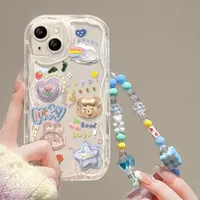 Clear 3D Bear Hang Cute Case for Xiaomi Redmi Note 13 Pro 5G 4G 11 10 12S 8 12 13 Pro Plus Redmi 12 12C 9C 9A 9 Bracelet Cover