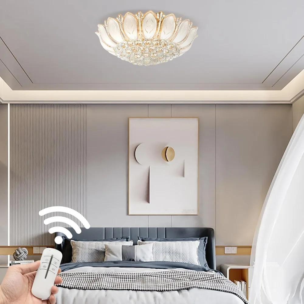 

7 Head Crystal LED Chandelier Lotus Shape Lamp Modern Luxury Lighting Fixture for Living Room Dining Room Hotel