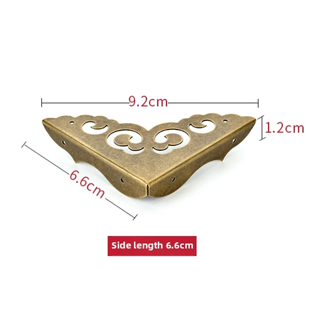 4 Piece Brass Corner Protector Set for Furniture Edge Reinforcement and Decorative Trim 6.6cm and 8cm Dimensions
