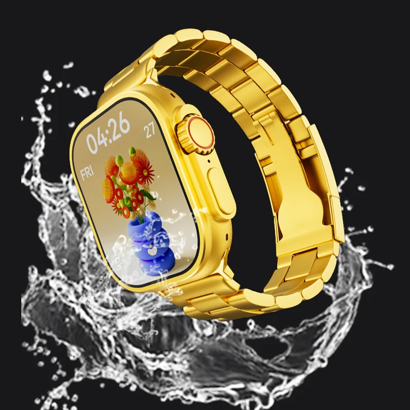 Luxury Golden Smart Watch Wireless Health Monitoring Waterproof Monitoring Full Screen Touch Wristwatch for Sport Smartwatch