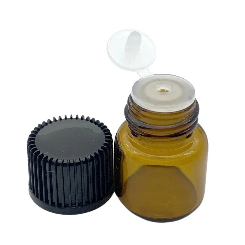 

100 шт., 1 мл, 2 мл, 3 мл, 5 мл, образец жидких духов, янтарная стеклянная бутылка с отверстием-редуктором и крышкой, маленькие прозрачные флаконы с эфирным маслом