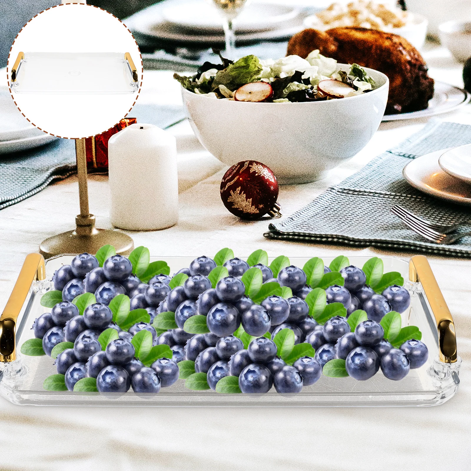 

Plastic Rectangular Dessert Tray Fruit Storage Plate Desktop Serving Tray Multifunction Household Coffee Fruit Plate