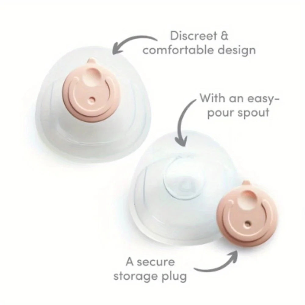 Силиконовая чашка для сбора грудного молока с пробкой для хранения — 2 шт., не содержит BPA, незаметный дизайн с низким профилем подходит для бесшовного под одежду