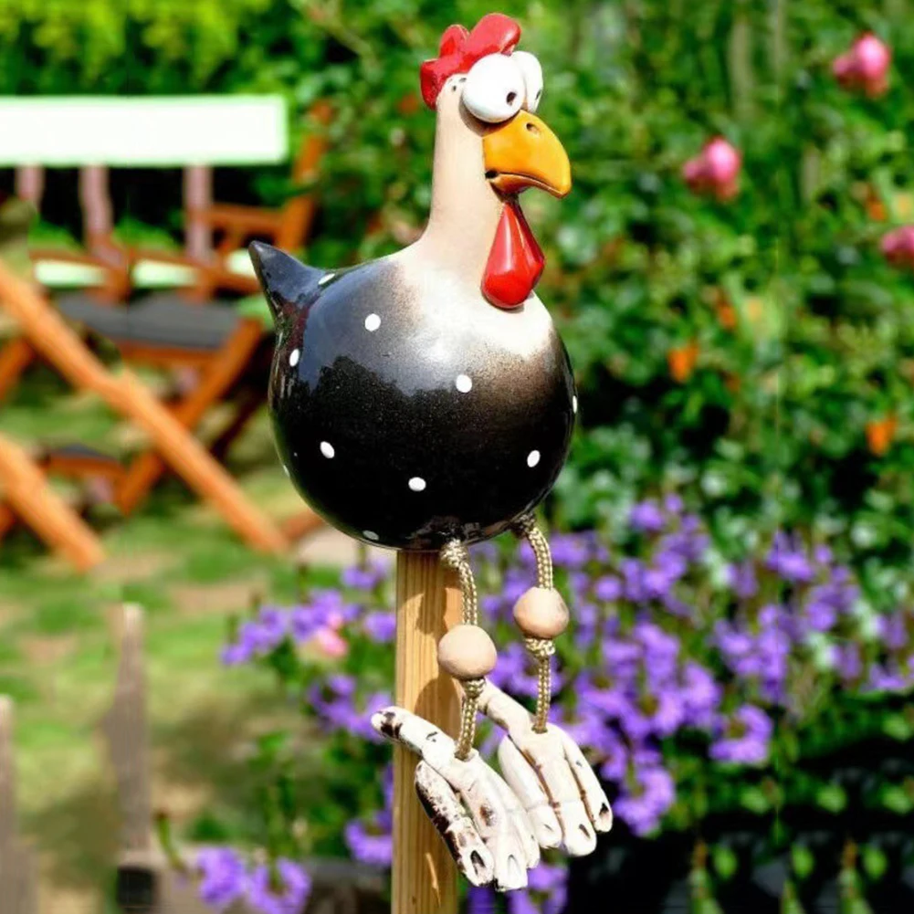 Big-eyed Chicken Creative Sculptures Garden Supplies Long Feet Craft Handicraft Waterproof Perfect Gifts for Outdoor Indoor Yard