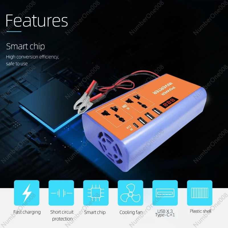 500W Car Power Inverter DC 12V to 220V AC, Modified Sine Wave with Dual USB & Digital Display for Camping Emergency Africa