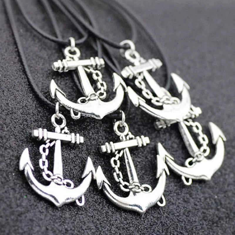 10pcs Vintage Anchor Pendants Necklaces Fashion Jewelry for Men And Women Sailor Style Gift