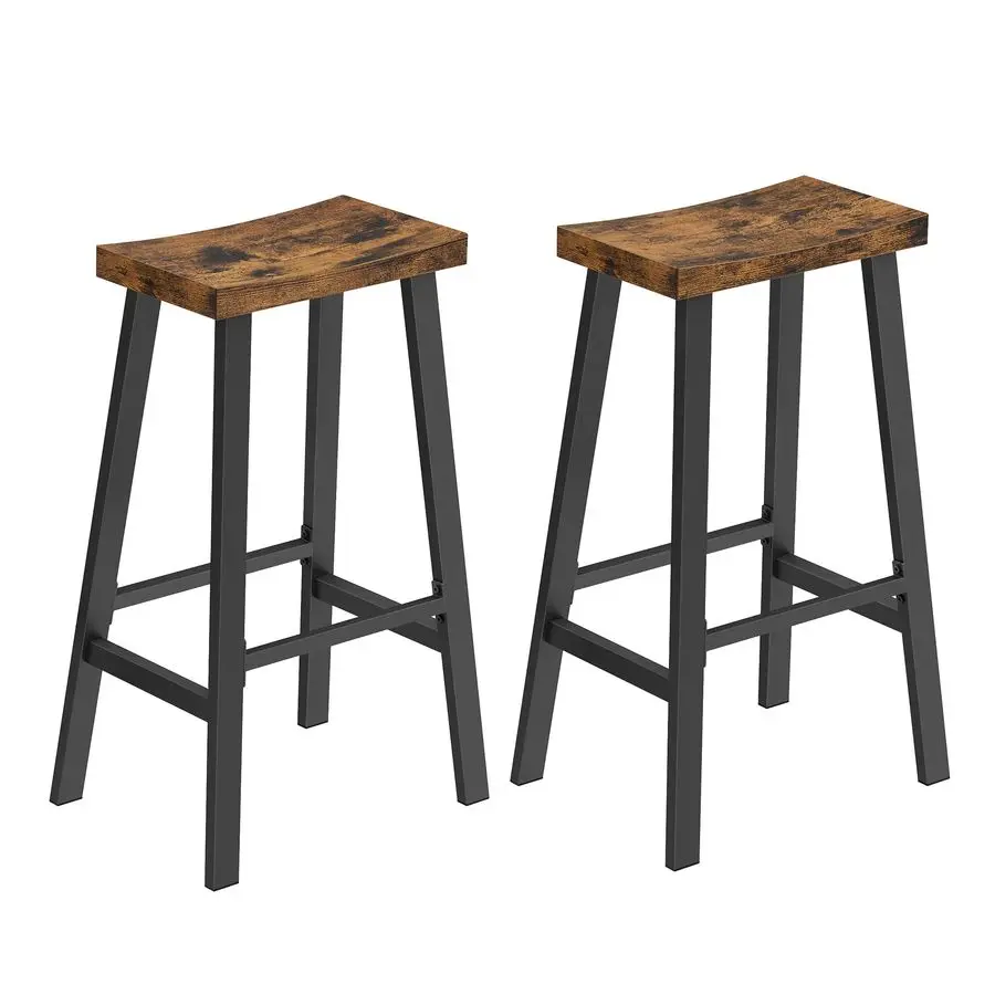 

Bar Stools Set of 2, Counter Height Stools, Bar Chairs with Footrest, 29.1 Inches Tall Kitchen Breakfast Stools, Industrial, Liv