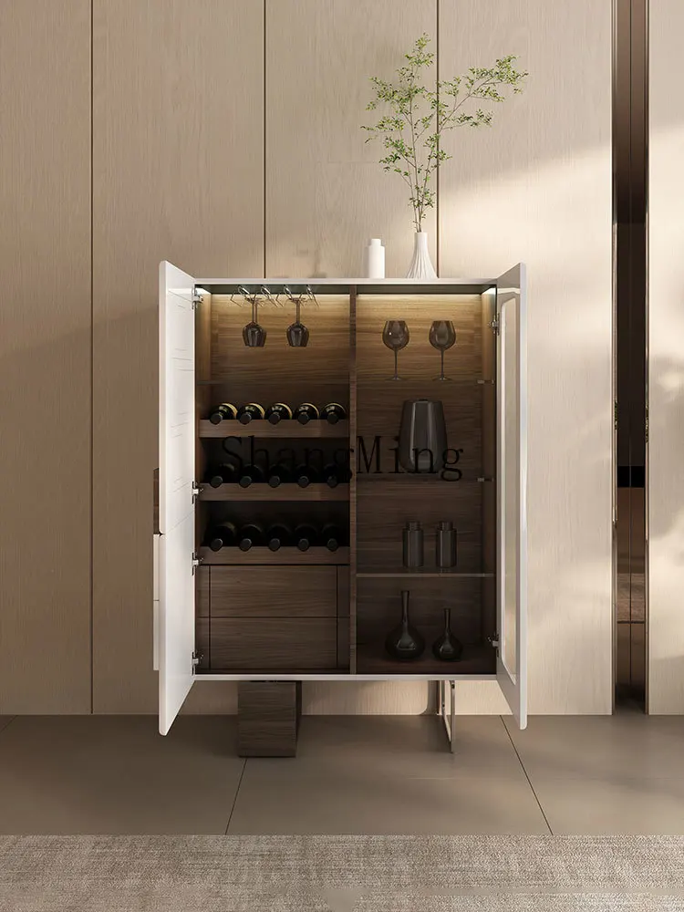 

SMModern Display Cabinet Light Luxury High-Grade Glass Living Room Household Solid Wood Sideboard