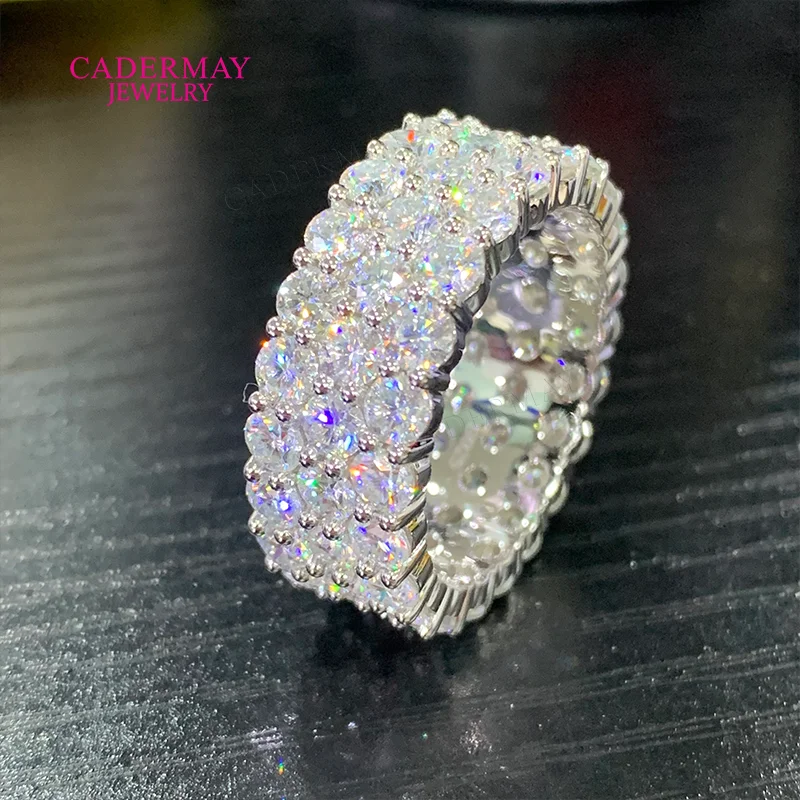 

High Quality Iced Out 3 Rows 3.5mm Moissanite Ring Band 925 Silver VVS Moissanite Eternity Ring for Men Gift Wedding