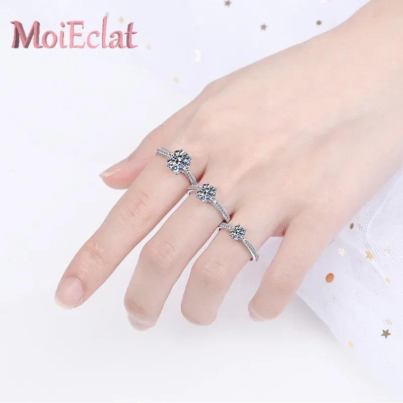 

Wedding Rings 0.5/1/2ct Six Claw Micro Inlay Moissanite Ring for Women, Exquisite Luxury Platinum PT950 Jewelry Birthday Gifts