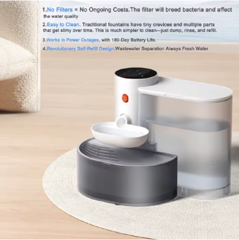 

3L Smart Pet Water Fountain,Wireless Cat Water Fountain No Filter,Battery Operated Ultra Silent Cat Fountain Rechargeable