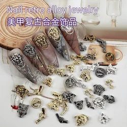 20PCS Retro Gold Silver Gun Black Punk Style Metal Anchor Lion Head Pistol Alloy Nail Art Charm Decorations Manicure Ornaments