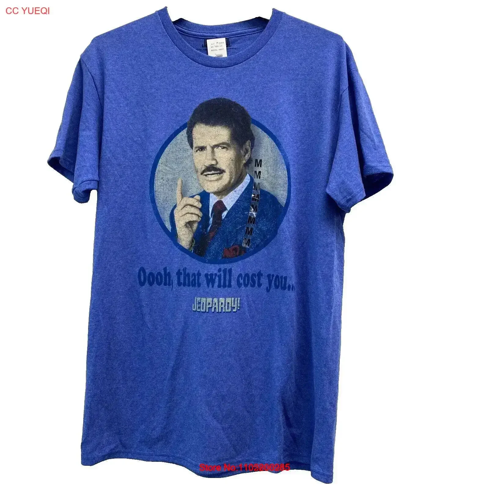 ALEX TREBEK JEOPARDY T Shirt men M blue short sleeve new oooh that will cost you vintage Washed Stretched Soft Slightly Stylish
