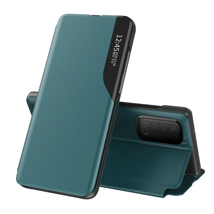 

View Window Flip Leather Protector for Huawei P smart 2021/Y7a Stand Shell - Green