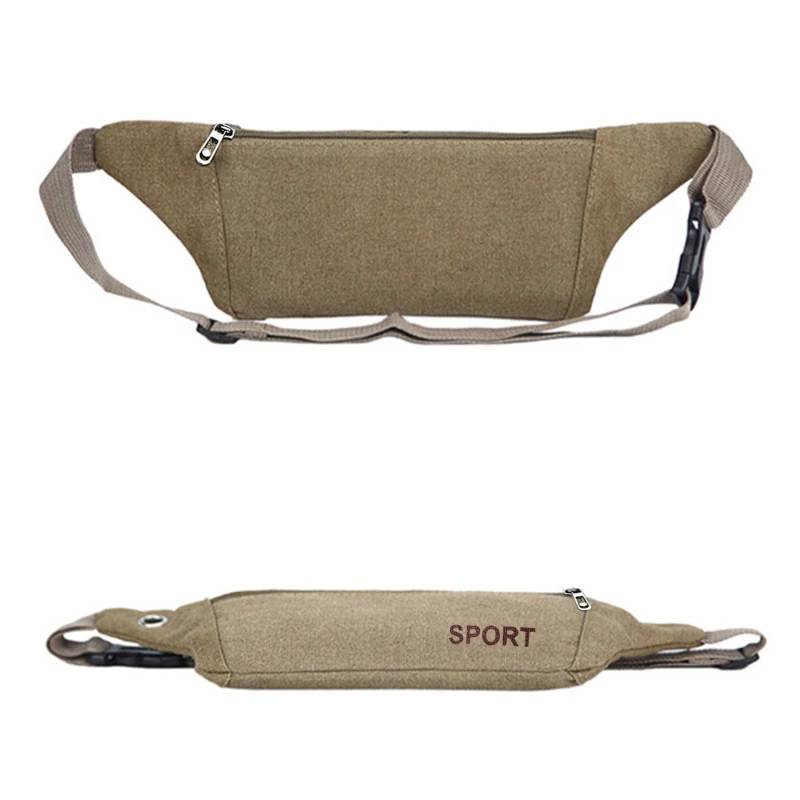 Men Running Purses Casual Durable Fanny Waist Pack Male Waist Bags Belt Canvas Hip Bum Military Bag Pouch Three Zipper Pocket