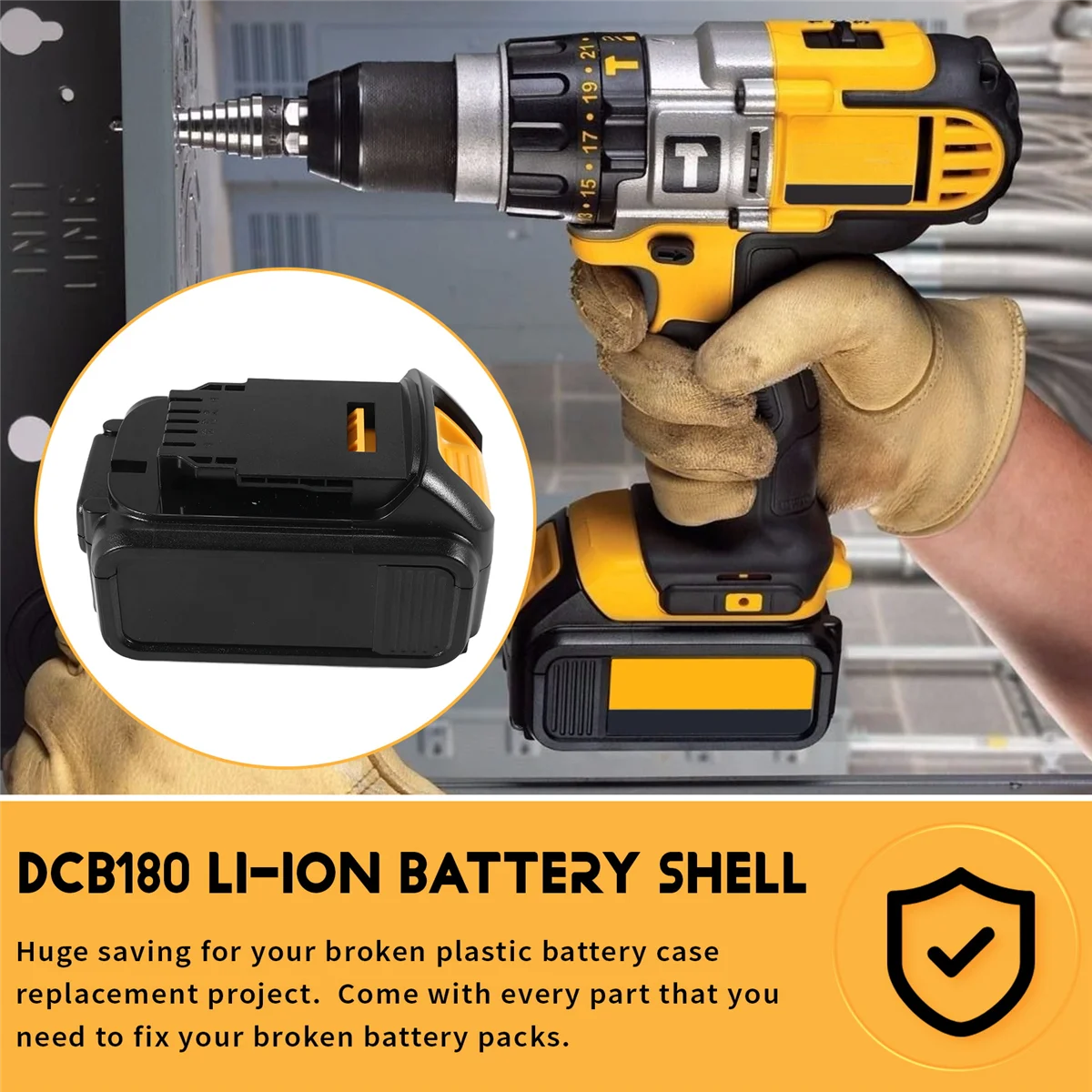 Substituição Plastic Case Kit para Dewalt Battery, 10 Core, 18V, 20V, Dcb180, bateria Shell, sem célula de bateria