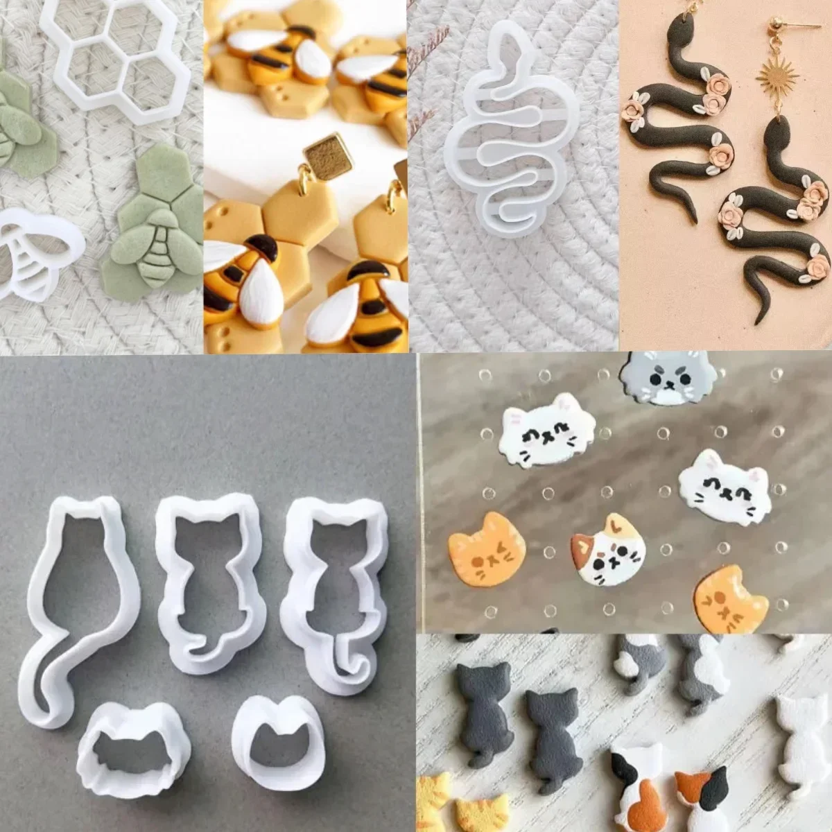 Animal Series/Cat / Snake/ Hive Bee Polymer Clay Cutter Soft Clay Earring Cutting Mould Necklace Stud Ceramic Cutter