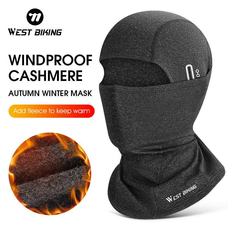 WEST BIKING Thermal Winter Balaclava Cycling Full Face Mask Warm Sports Motorcycle Ski Fishing Hunting Mask Fleece Scarf Caps