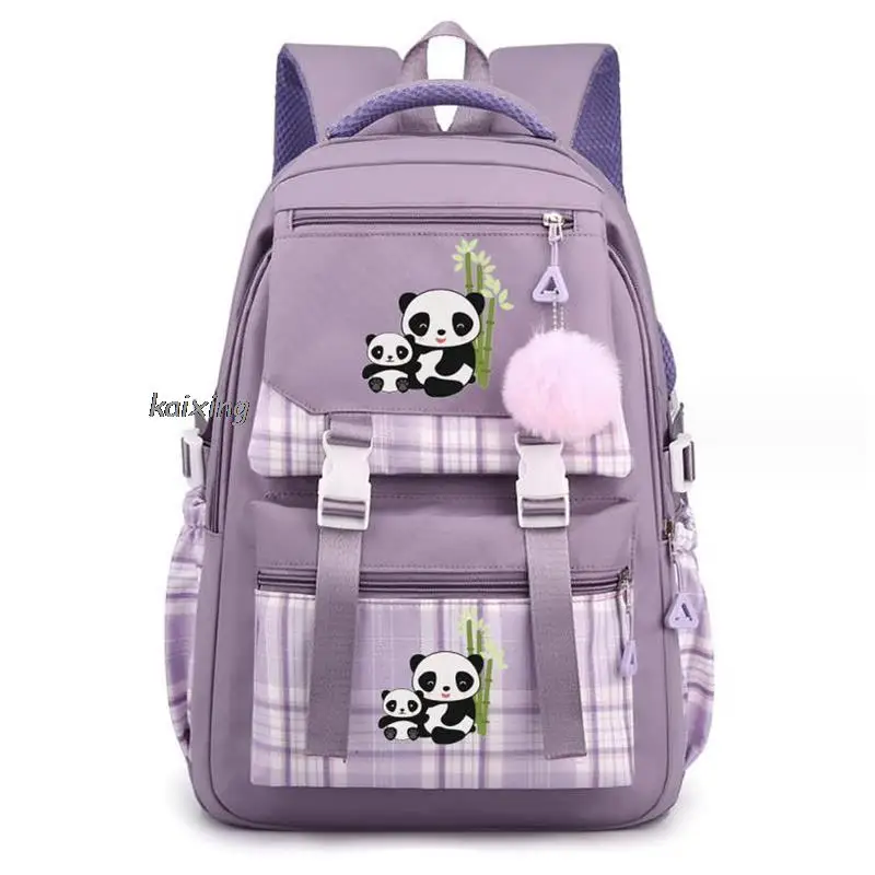 Mochila escolar com estampa panda para meninas e adolescentes, mochila escolar com estampa, estilo casual, para viagem