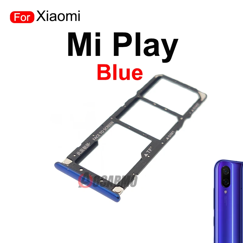 Red Black Blue SIM Tray For Xiaomi Mi Play Sim Card Socket Slot Holder Replacement Parts