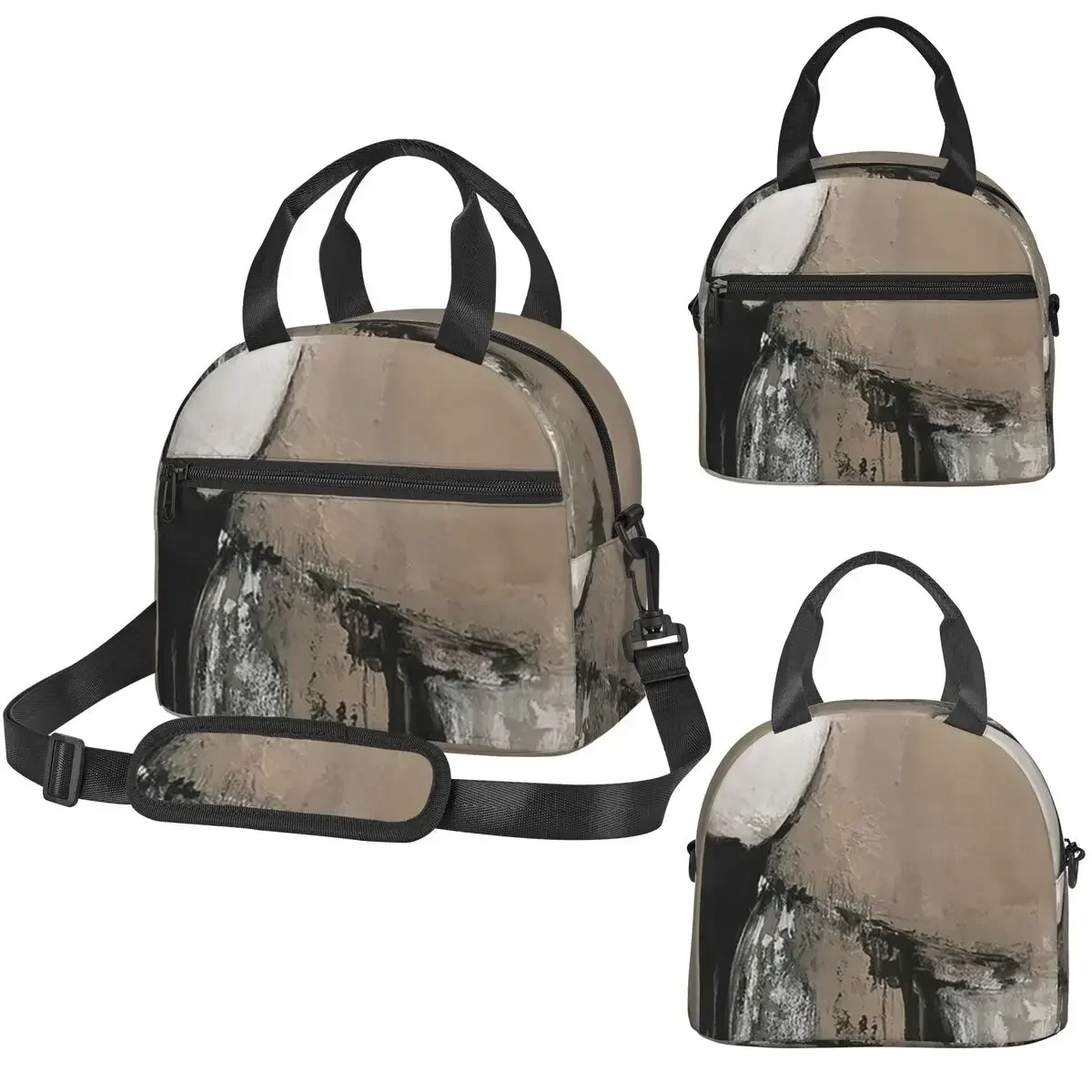 Neutral Abstract Insulated Lunch Bag for Women Office Cooler Thermal Box Tote Portable Lunch Boxes