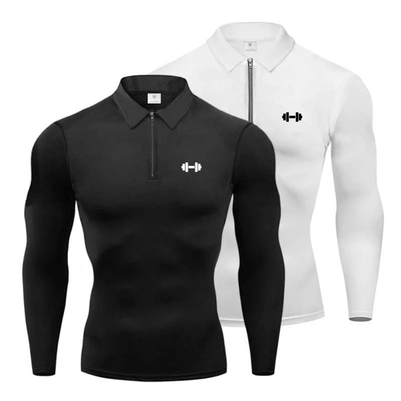 

Компрессионные рубашки поло для мужчин, спортивная базовая рубашка с длинными рукавами для бега, футболка для тренировок в тренажерном зале, бодибилдинг, мышцы