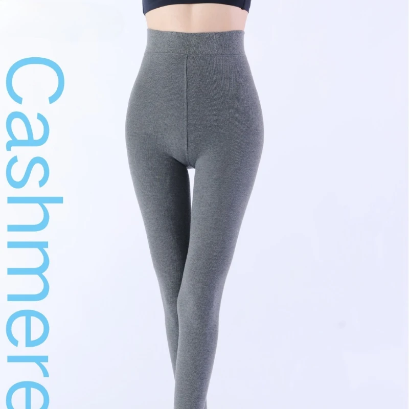 

Маленькие кашемировые хлопковые колготки, новые женские теплые леггинсы с v-образной талией в вертикальную полоску, осенние и зимние нижнее белье, колготки