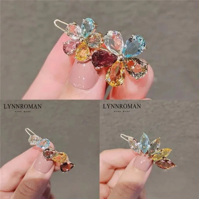 

Iridescent Korean Crystal Hair Clips Side Barrettes Bangs Pins for Girls Women Fashion